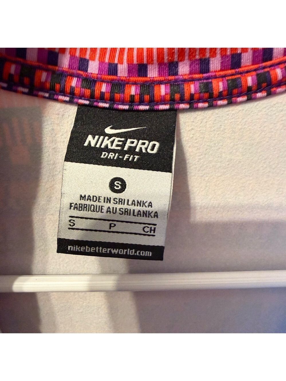 Nike Pro Dri-FIT Patterned Training Top - Pink, Red & Purple - Picture 3 of 6